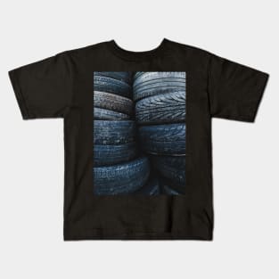 Used Tyres In A Pile Kids T-Shirt